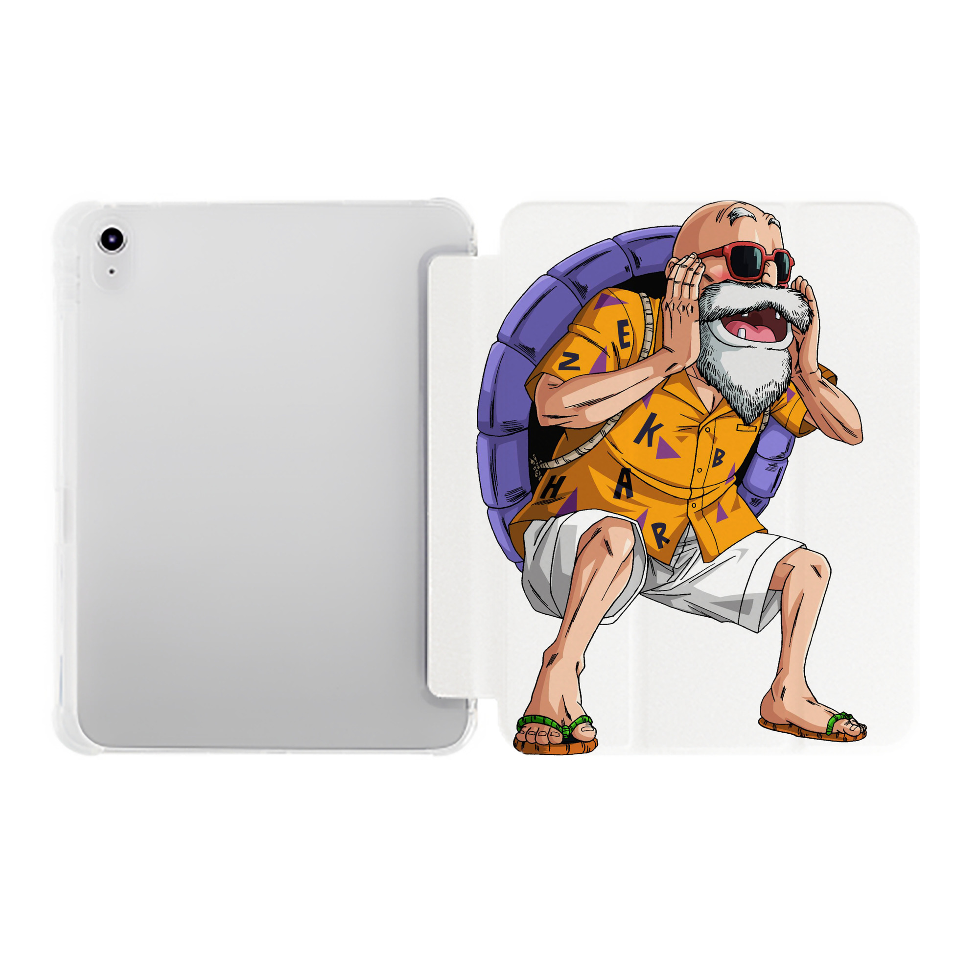 （画像用） ドラゴンボール 亀仙人（かめせんにん） DRAGON BALL Master Roshi Kame Sennin IPad ケース ペン収納付き 三つ折りスタンド PUレザー×シリコン 対応機種9.5/10.5/10.9インチ